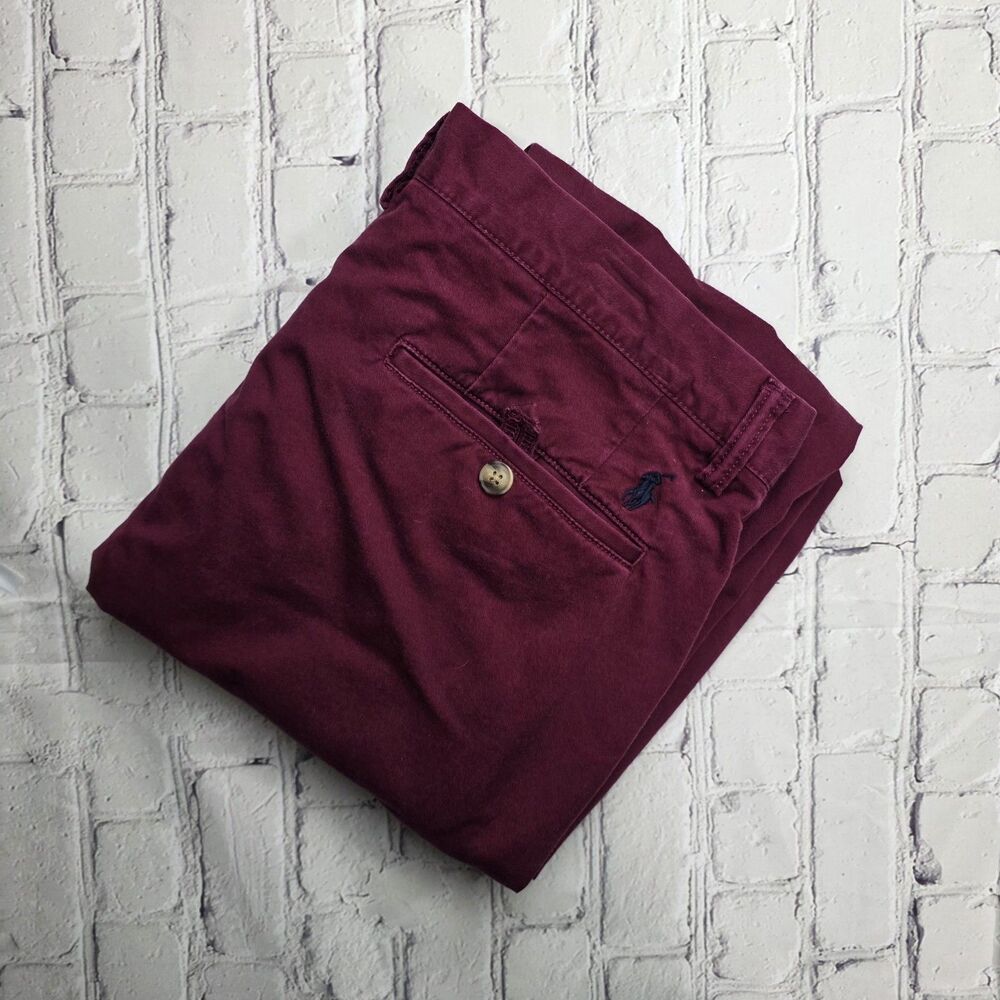 Vtg Polo Ralph Lauren Men's 36x32 Burgundy Stretch Straight Fit Chino Pants